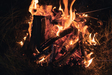 Campfire in the dark, Torres del Paine National Park, Thyndal, Magallanes and Ant rtica Chilena Region, Patagonia, Chile, South America,
