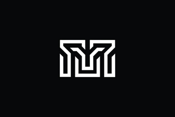 Minimal elegant monogram art logo. Outstanding professional trendy awesome artistic M MM initial based Alphabet icon logo. Premium Business logo White color on black background