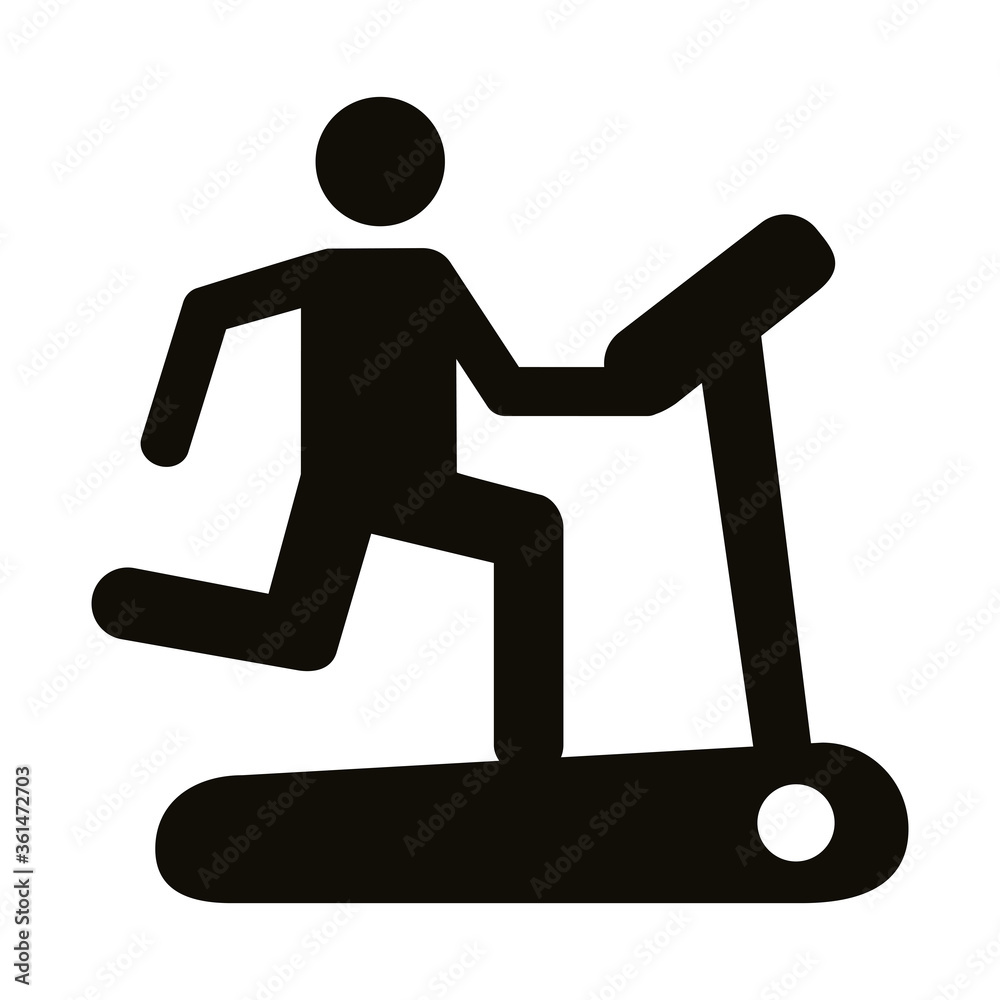 Sticker runner in machine avatar figure silhouette style icon