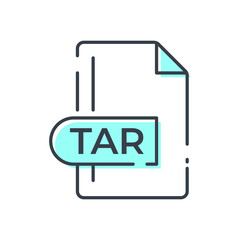 TAR File Format Icon. TAR extension line icon.