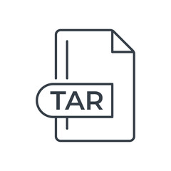 TAR File Format Icon. TAR extension line icon.