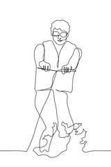 surfer riding on waves. drawing of a man in a life jacket stands on a board holding on to a rope tied to a boat. One continuous line of summer outdoor activities
