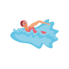 swimming woman on white background