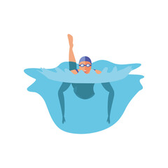 swimming man on white background