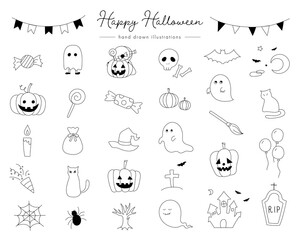 ハロウィーンの手書きのイラストのセット かわいい 秋 Wall Mural Yugoro