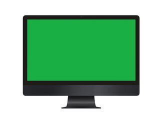 Isolated green screen black professional computer on white background