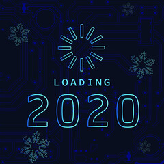 The technology electronic background design for 2020 happy new year