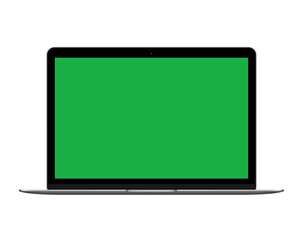 isolated space gray laptop computer mockup with greens screen