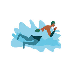 swimming man on white background