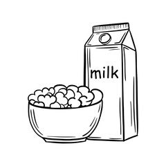 Hand drawing. Milk. Doodle style. Natural product. For your design.