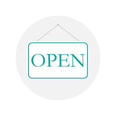 open hanging sign on white. A business sign that says 'Come In, We're Open'.Vector eps10