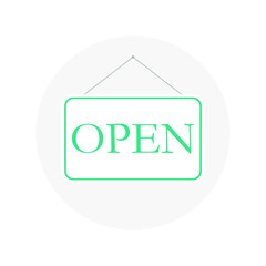 open hanging sign on white. A business sign that says 'Come In, We're Open'.Vector eps10