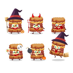 Fototapeta premium Halloween expression emoticons with cartoon character of chicken sandwich