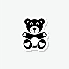 Teddy bear sticker icon isolated on gray background