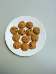 Homemade chocolate chip cookies. Isolated in white background.