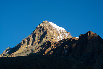Fototapeta na wymiar Mountain peak with morning light in Nepal, landscape photography