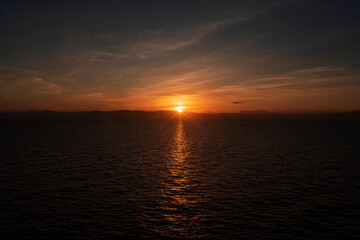 boat from Livorno to Olbia sunset seascape