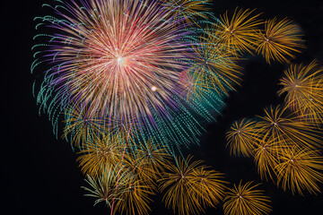 【和歌山県】港まつり花火大会のカラフルな花火