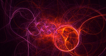 3D rendering abstract multicolor fractal light background