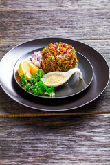 Keto low-carb japanese salad of wakame seaweed