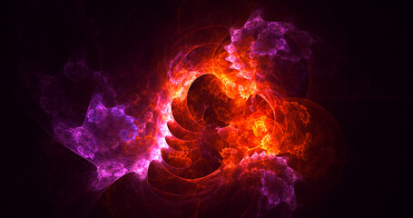 3D rendering abstract multicolor fractal light background