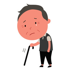 sad and lonely old man cartoon character design