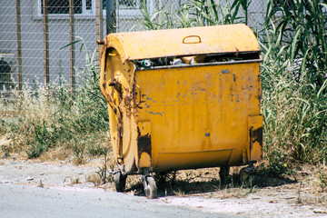 View of garbage container in the streets of Limassol in Cyprus