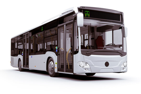 3d render of new city bus, on white background