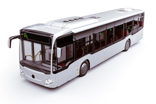 3d Render Of New City Bus, On White Background