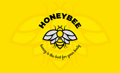 Vintage Bee Logo Design Inspiration Line Art. Honey Bee Logo Template Vector