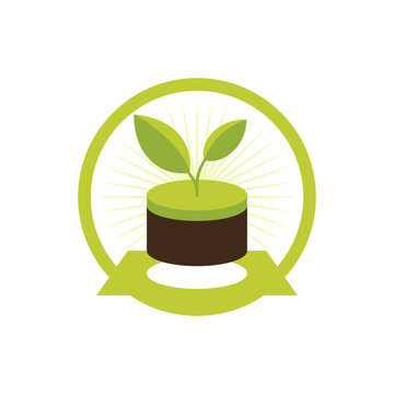 Peat icon (turf emblem) - natural organic soil fertilizer  - pictogram for packaging decoration