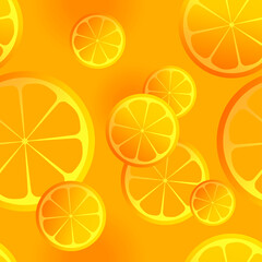 Oranges or lemon seamless pattern - for citrus juice drink, vitamines or natural food decoration - vector background