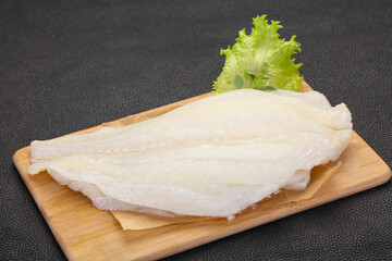 Raw halibut fillet