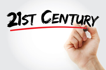 21st Century text with marker, concept background