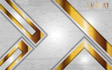Modern luxury white and gold background with overlap layers design.