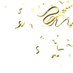 Holiday Serpentine. Gold Foil Streamers Ribbons.