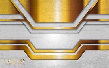 Modern luxury white and gold background with overlap layers design.