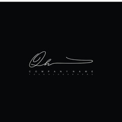 QH initials signature logo. Handwriting logo vector templates. Hand drawn Calligraphy lettering Vector illustration.
