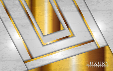 Modern luxury white and gold background with overlap layers design.