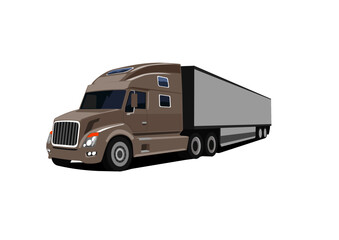 North American semi truck over white background