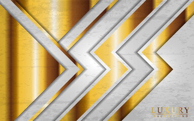 Modern luxury white and gold background with overlap layers design.