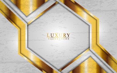 Modern luxury white and gold background with overlap layers design.