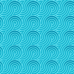 Seamless vector pattern in turquoise  color with wavy spiral elements 