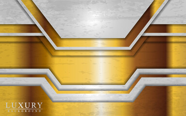 Modern luxury white and gold background with overlap layers design.