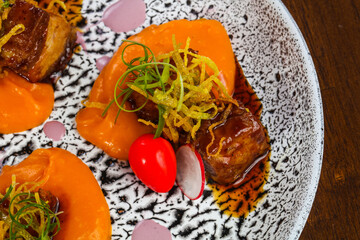 Baked pork with carrot sauce