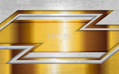Modern luxury white and gold background with overlap layers design.