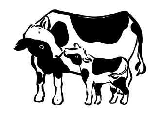 牛の親子のイラスト