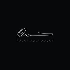 QX initials signature logo. Handwriting logo vector templates. Hand drawn Calligraphy lettering Vector illustration.

