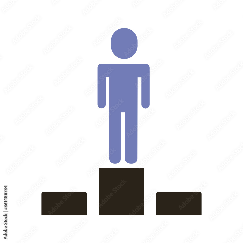 Sticker businessman figure in podium flat style icon