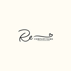 RE initials signature logo. Handwriting logo vector templates. Hand drawn Calligraphy lettering Vector illustration.
